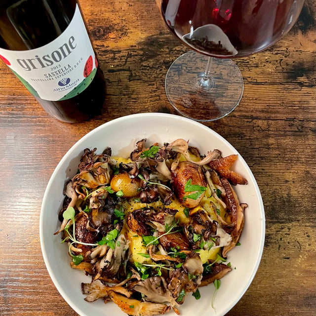 Creamy Polenta with Roasted Mushrooms and Caramelized Shallots